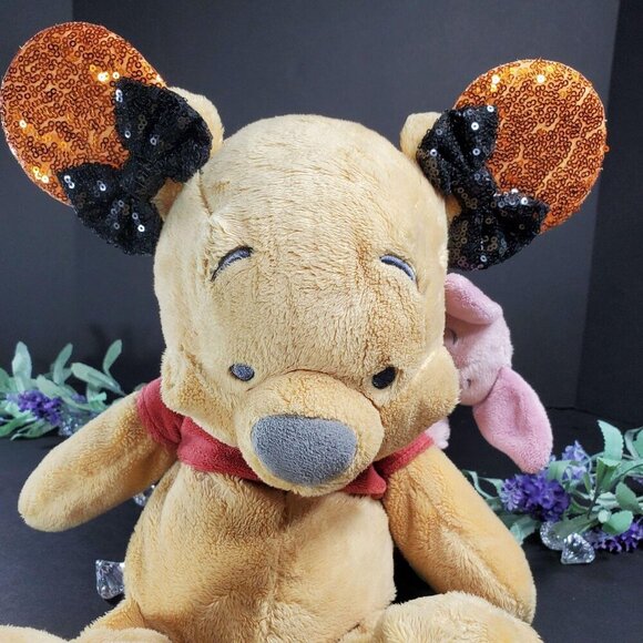 Minnie Mouse Ears Hair Clips Barrette Orange Sequins Black Bow Hair Care - Picture 2 of 9